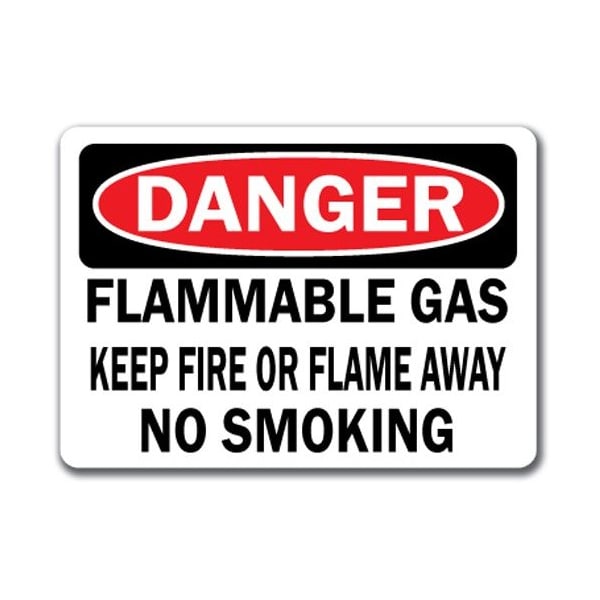 Signmission Danger Sign-Flammable Gas Keep Fire Or Flame Away No Smoking-10x14 OSHA Sign, DS-Flammable Gas1 DS-Flammable Gas1 - main